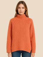 Dames Geribbelde Coltrui – Elegante, Warme en Comfortabele Trui-Sweater-Suzannies-Oranje-S-Suzannies