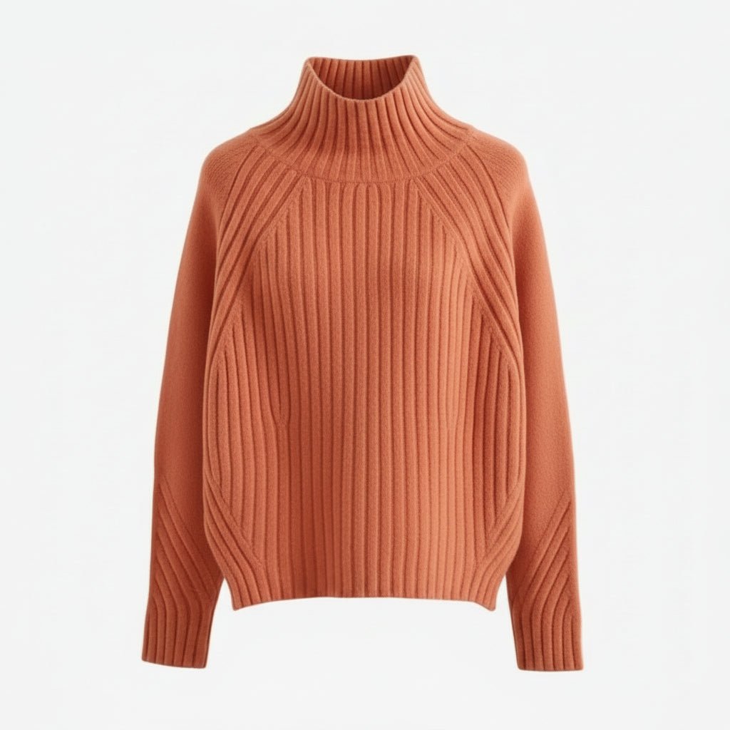 Dames Geribbelde Coltrui – Elegante, Warme en Comfortabele Trui-Sweater-Suzannies-Oranje-S-Suzannies