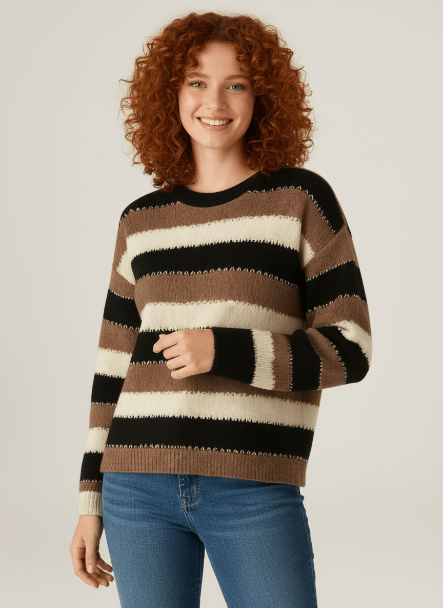 Dames Gestreepte Breisweater – Comfortabele en Stijlvolle Trui-Sweater-Suzannies-Suzannies