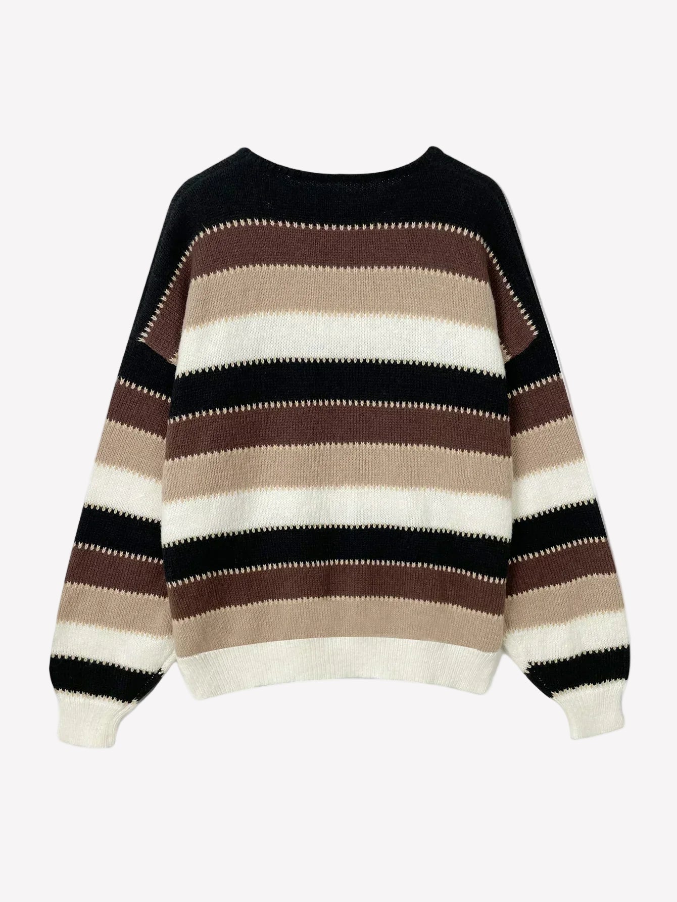 Dames Gestreepte Breisweater – Comfortabele en Stijlvolle Trui-Sweater-Suzannies-Bruin-S-Suzannies