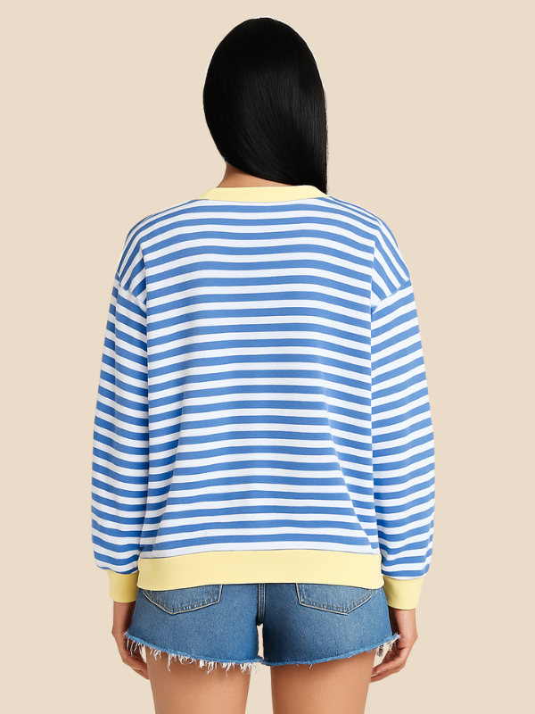 Dames Gestreepte Oversized Trui – Warme, Casual en Stijlvolle Look-Sweater-Suzannies-Blauw-S-Suzannies