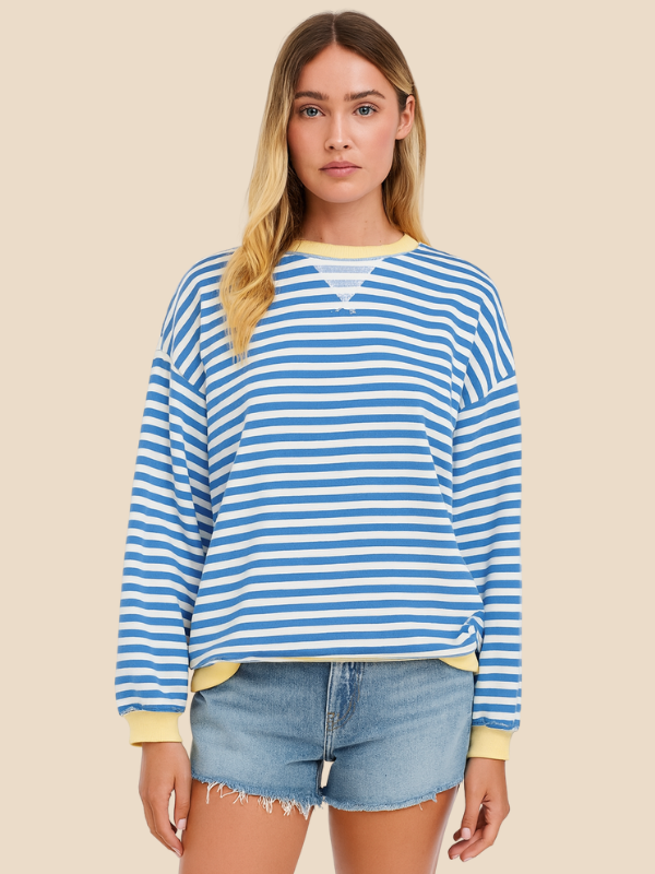 Dames Gestreepte Oversized Trui – Warme, Casual en Stijlvolle Look-Sweater-Suzannies-Blauw-S-Suzannies