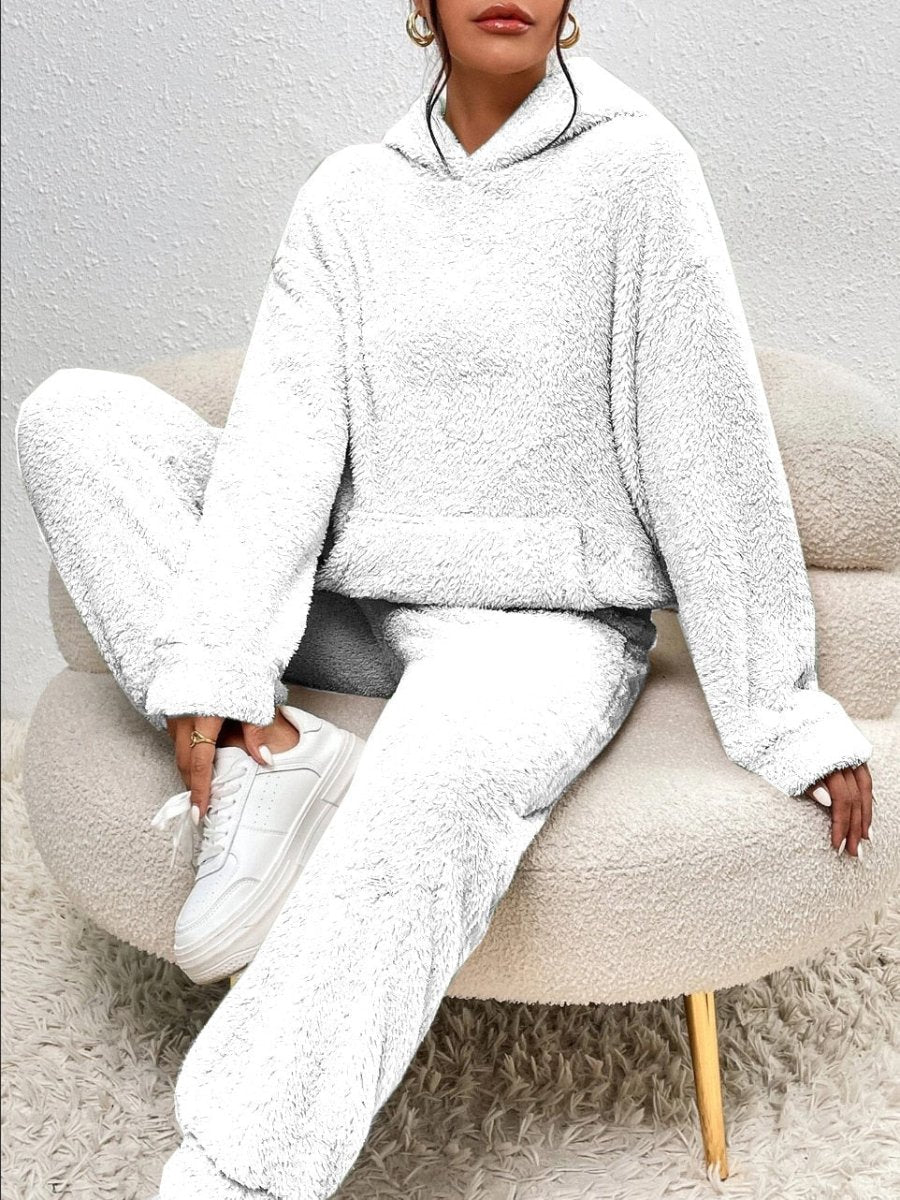 Dames Huispak Set – Teddy, Hoodie, Loungewear Set-Dames Lounge Set-Suzannies-Wit-S-Suzannies