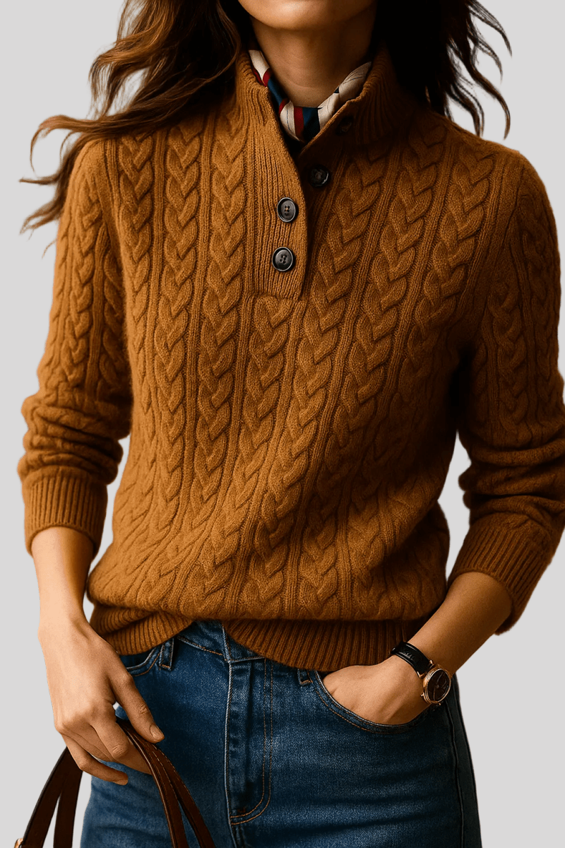 Dames Kabeltrui – Elegant, Comfortabel, Kabelgebreid Trui-Sweater-Suzannies-Bruin-S-Suzannies