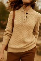 Dames Kabeltrui – Elegant, Comfortabel, Kabelgebreid Trui-Sweater-Suzannies-Khaki-S-Suzannies