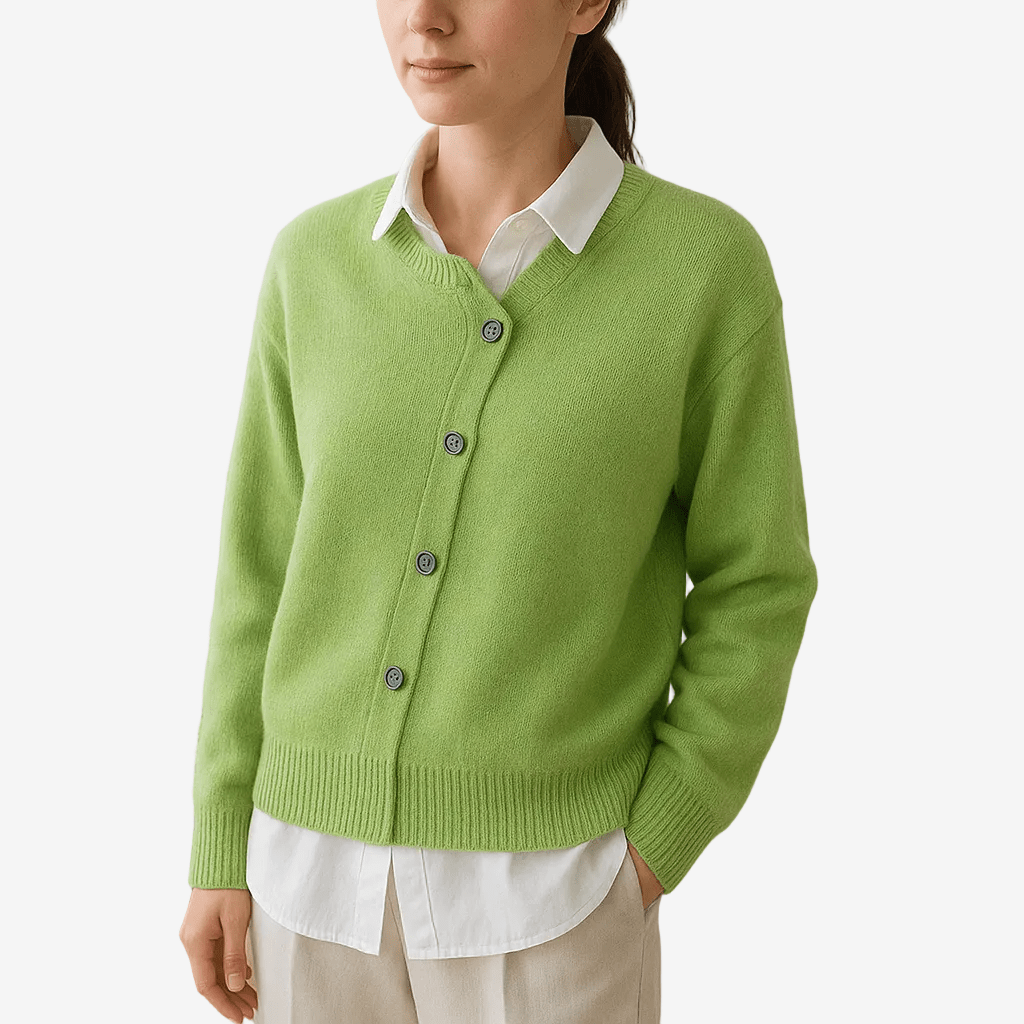 Dames Knoopvest – Oversized, Ronde Hals, Lange Mouwen-Dames Knoopvest-Suzannies-Lichtgroen-S-Suzannies