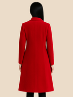 Dames Lange Wollen Mantel – Elegante en Warme Winterjas-Jacket-Suzannies-Rood-S-Suzannies