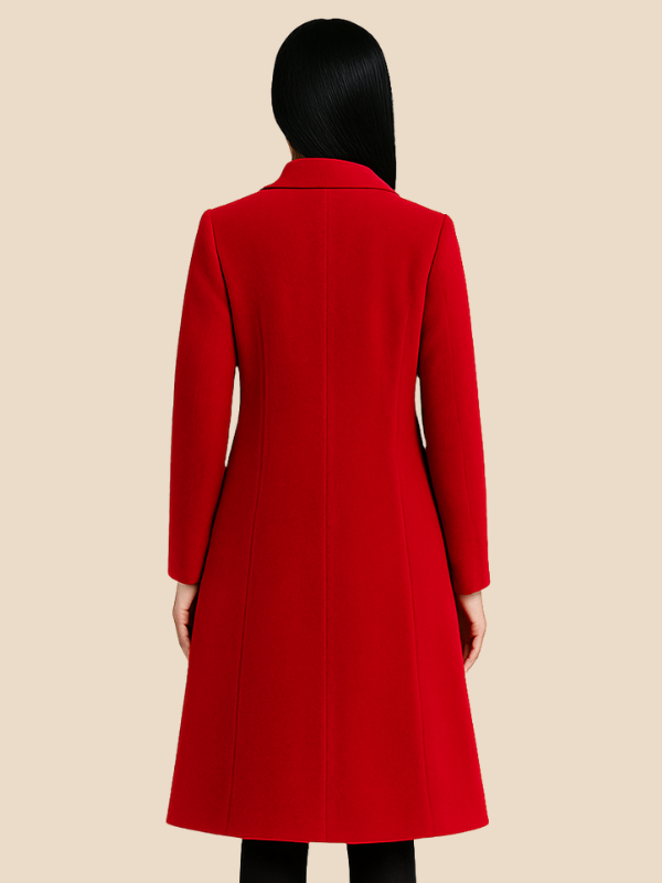 Dames Lange Wollen Mantel – Elegante en Warme Winterjas-Jacket-Suzannies-Rood-S-Suzannies