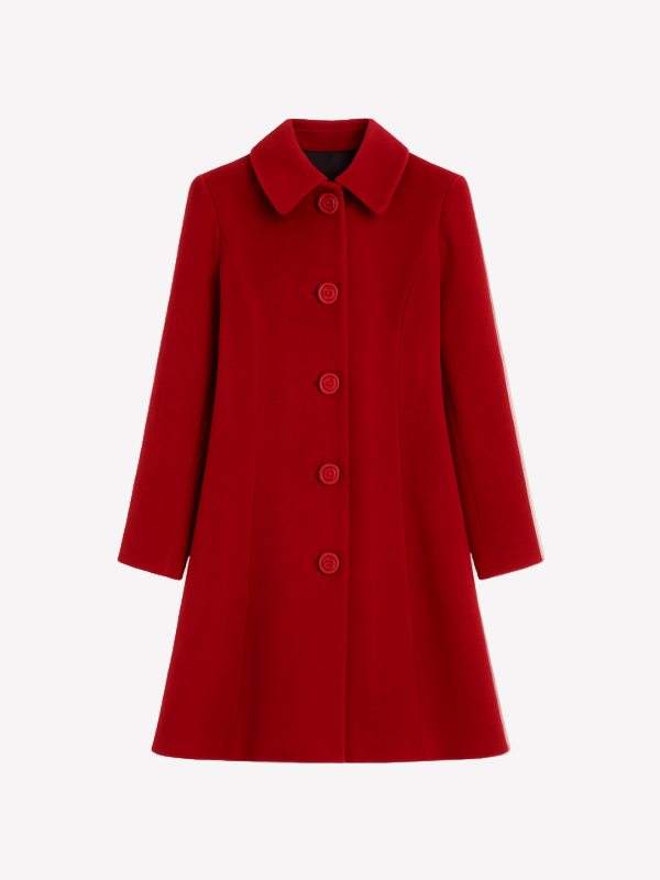 Dames Lange Wollen Mantel – Elegante en Warme Winterjas-Jacket-Suzannies-Rood-S-Suzannies