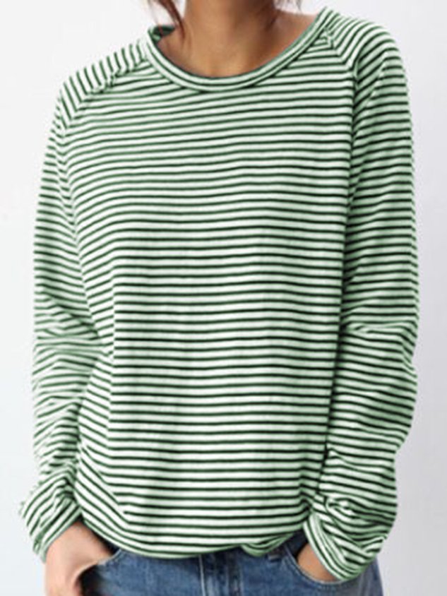 Dames Longsleeve Shirt – Gestreept, Comfortabel, Tijdloos Trui-Dames Longsleeve Shirt-Suzannies-Groen-S-Suzannies