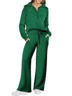 Dames Loungewear Set – Half Zip, Comfortable Lounge Set-Dames Loungewear Set-Suzannies-Groen-S-Suzannies