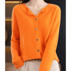 Dames Ronde Hals Vest – Tijdloos, Knoopsluiting, Lange Mouwen-Dames O-Hals Cardigan-Suzannies-Oranje-S-Suzannies