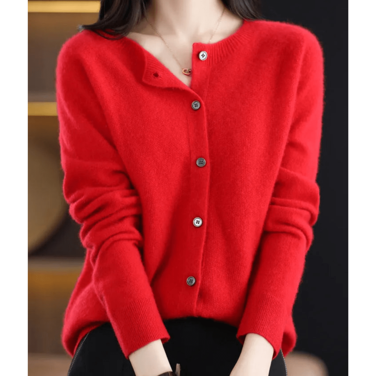 Dames Ronde Hals Vest – Tijdloos, Knoopsluiting, Lange Mouwen-Dames O-Hals Cardigan-Suzannies-Rood-S-Suzannies