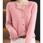 Dames Ronde Hals Vest – Tijdloos, Knoopsluiting, Lange Mouwen-Dames O-Hals Cardigan-Suzannies-Roze-S-Suzannies