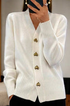 Dames Vest – Harten Knoopsluiting, Lange Mouwen met V-hals-Dames Vest-Suzannies-Suzannies