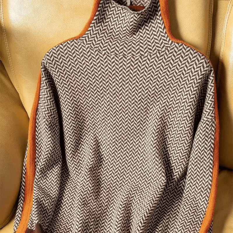 Dames Visgraat Trui – Colkraag, Gestreept Patroon, Coltrui-Trui-Suzannies-Suzannies