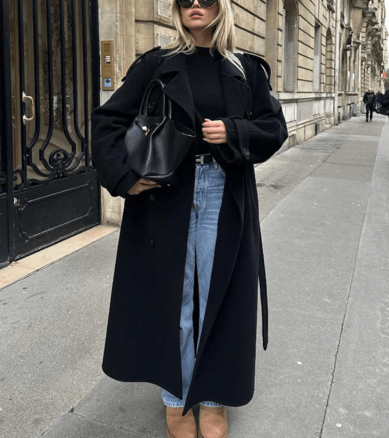 Dames Winterjas – Lang, Oversized, Elegant Mantel-Dames Winterjas-Suzannies-Zwart-S-Suzannies