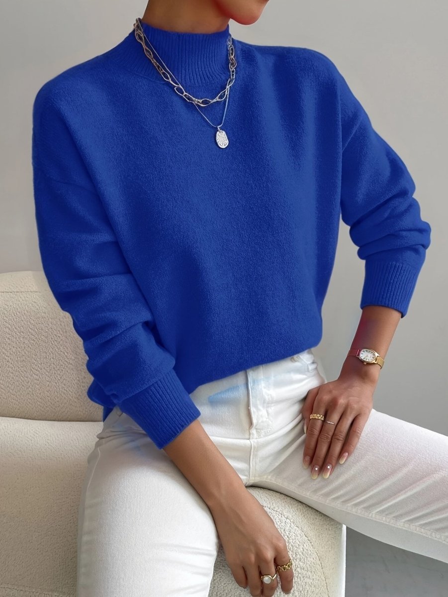 Gebreide Dames Trui – Turtleneck, Tijdloos, Comfortabel Trui-Dames Gebreide Trui-Suzannies-Blauw-S-Suzannies