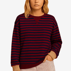 Gestreepte Damestrui – Casual, Ronde Hals, Lange Mouwen-Dames Trui-Suzannies-Zwart-S-Suzannies