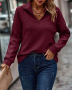 Half Zip Dames Trui – Modern, Tijdloos, Sportief Trui-Dames Halfzip Trui-Suzannies-Wijn Rood-S-Suzannies