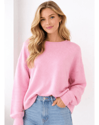 Klassieke Dames Trui – Ronde Hals, Loszittend, Fijngebreide Stof-Dames Trui-Suzannies-Roze-XS-Suzannies