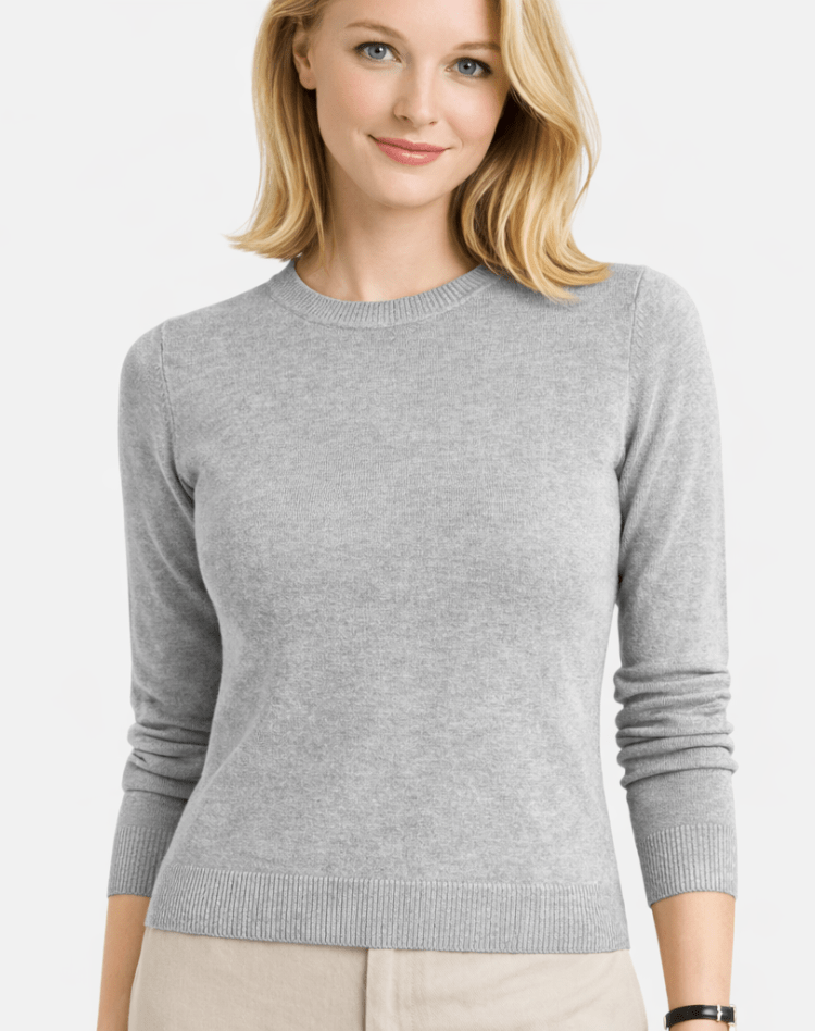 Klassieke Dames Trui - Ronde Hals, Tijdloos, Lange Mouwen Trui-Dames Trui-Suzannies-Grijs-M-Suzannies