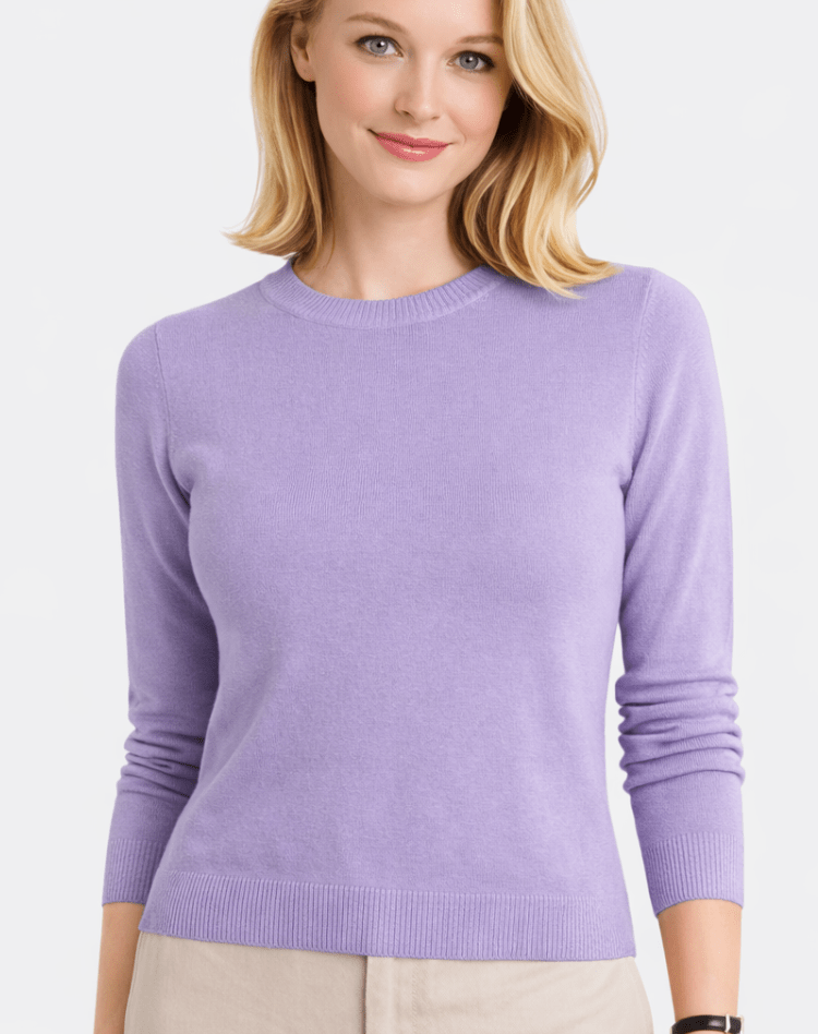 Klassieke Dames Trui - Ronde Hals, Tijdloos, Lange Mouwen Trui-Dames Trui-Suzannies-Lavendel-M-Suzannies