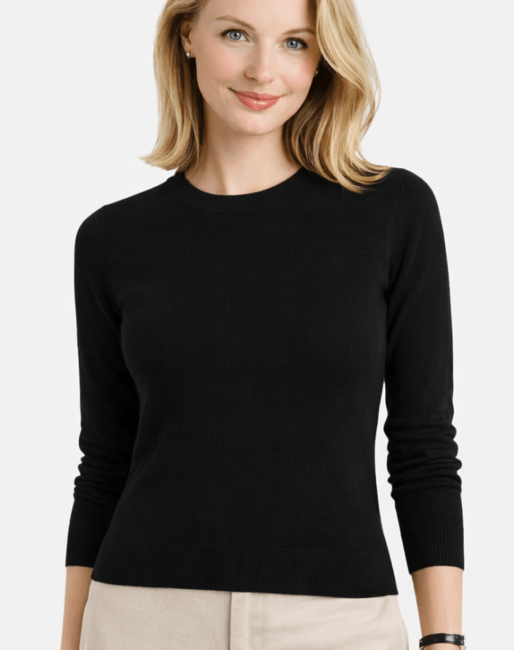 Klassieke Dames Trui - Ronde Hals, Tijdloos, Lange Mouwen Trui-Dames Trui-Suzannies-Zwart-M-Suzannies
